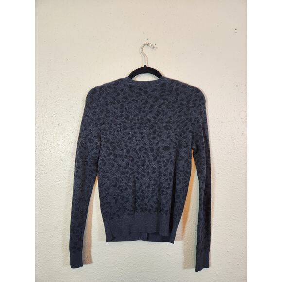 Ann Taylor Loft Womens Gray Leopard Long Sleeve Button Front Cardigan Size Small - Picture 2 of 6